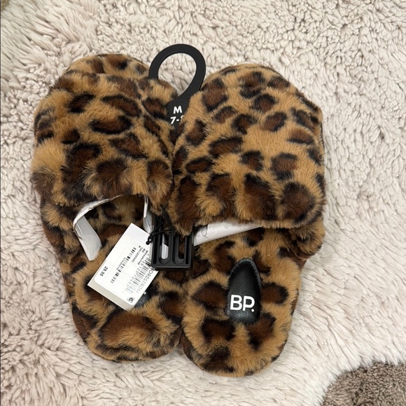 BP Fuzzy Leopard Slippers - Picture 1 of 5